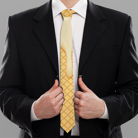 Vanilla Ice Cream Melted Print Necktie