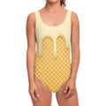 Vanilla Ice Cream Melted Print One Piece Swimsuit