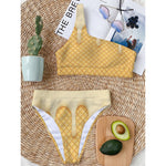 Vanilla Ice Cream Melted Print One Shoulder Bikini Top