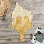 Vanilla Ice Cream Melted Print One Shoulder Bodysuit
