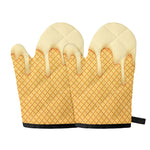 Vanilla Ice Cream Melted Print Oven Mitts