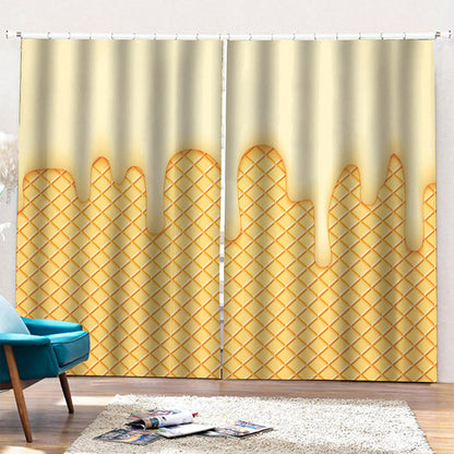 Vanilla Ice Cream Melted Print Pencil Pleat Curtains