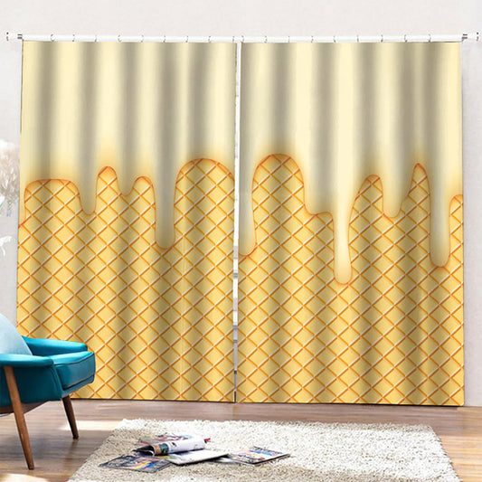 Vanilla Ice Cream Melted Print Pencil Pleat Curtains