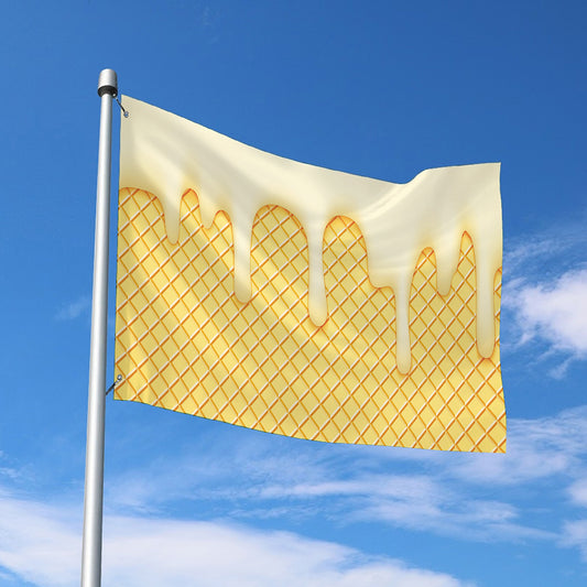 Vanilla Ice Cream Melted Print Polyester Flag