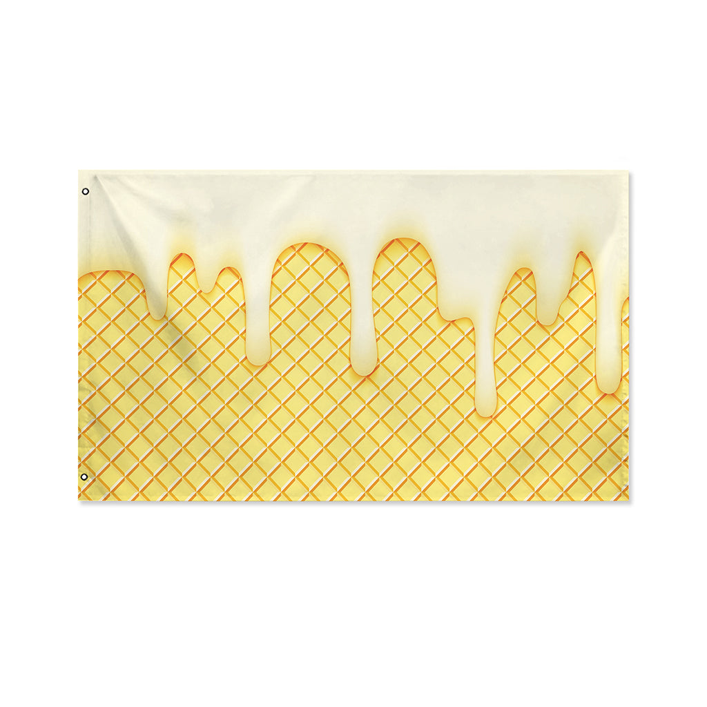 Vanilla Ice Cream Melted Print Polyester Flag