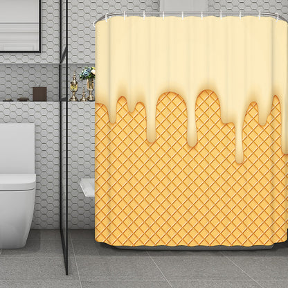 Vanilla Ice Cream Melted Print Polyester Shower Curtain