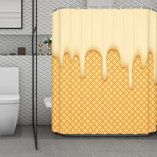 Vanilla Ice Cream Melted Print Polyester Shower Curtain