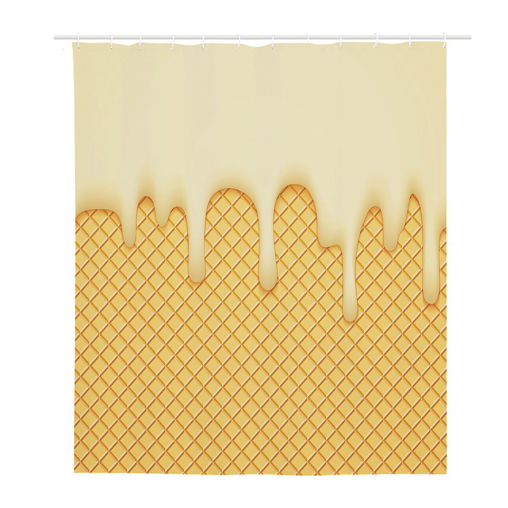 Vanilla Ice Cream Melted Print Polyester Shower Curtain