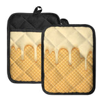 Vanilla Ice Cream Melted Print Pot Holders With Pocket