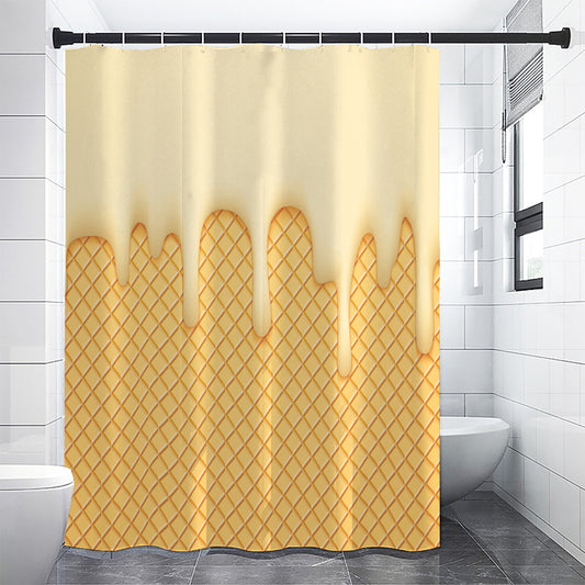 Vanilla Ice Cream Melted Print Premium Shower Curtain