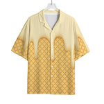 Vanilla Ice Cream Melted Print Rayon Hawaiian Shirt