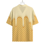 Vanilla Ice Cream Melted Print Rayon Hawaiian Shirt