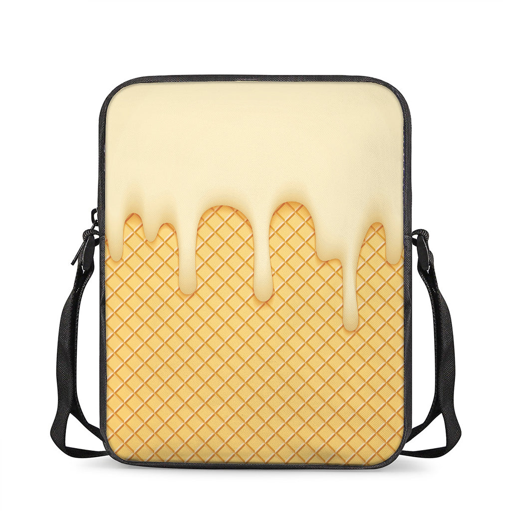 Vanilla Ice Cream Melted Print Rectangular Crossbody Bag