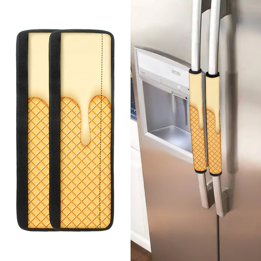 Vanilla Ice Cream Melted Print Refrigerator Handle Covers