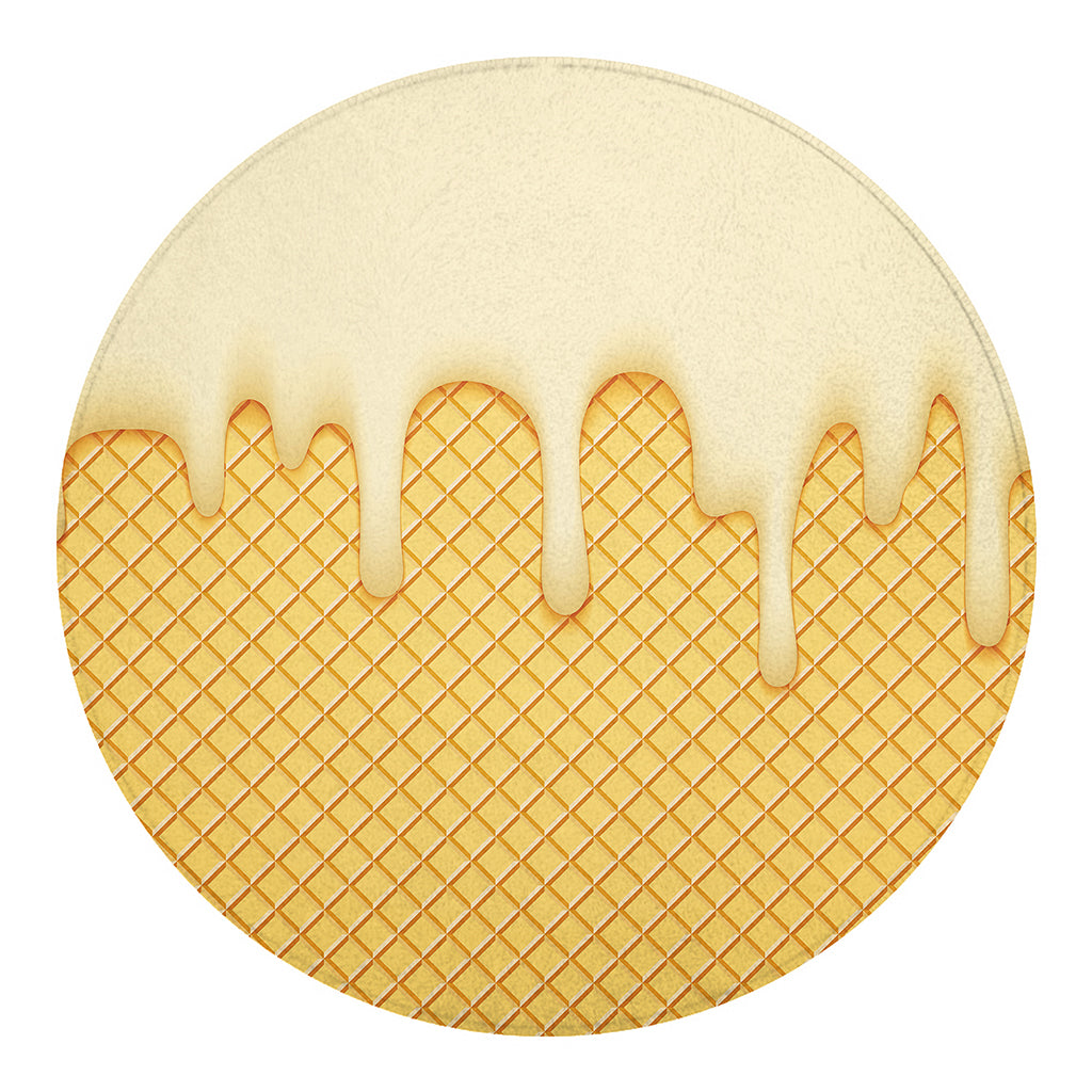Vanilla Ice Cream Melted Print Round Blanket