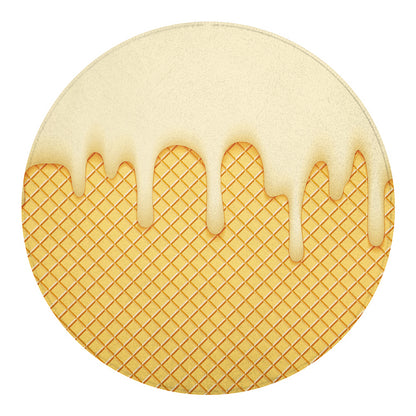 Vanilla Ice Cream Melted Print Round Blanket