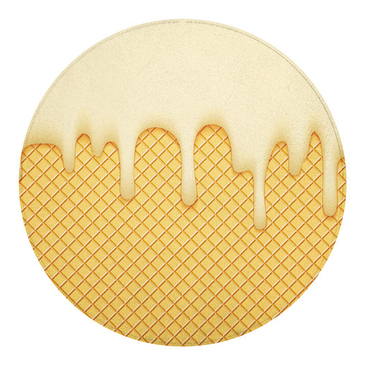 Vanilla Ice Cream Melted Print Round Blanket