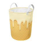 Vanilla Ice Cream Melted Print Round Laundry Basket