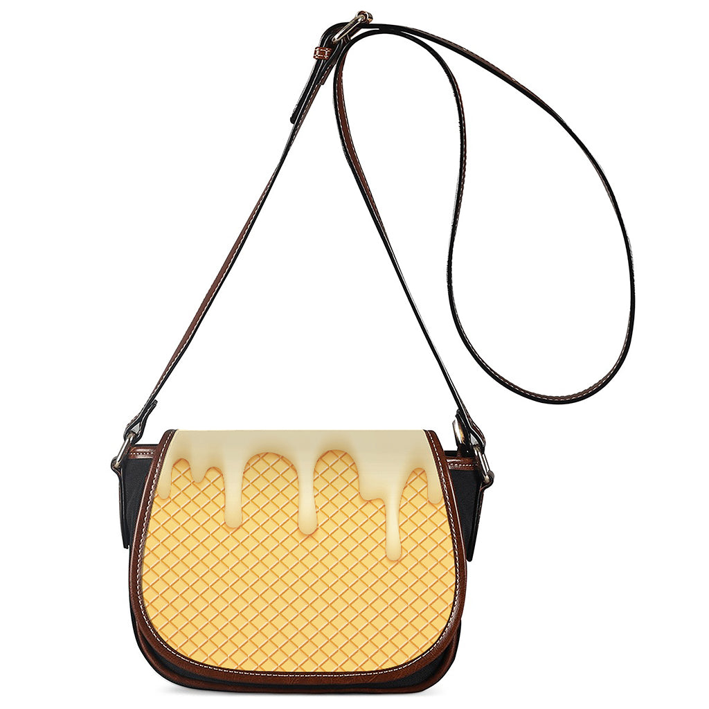 Vanilla Ice Cream Melted Print Saddle Bag