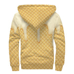 Vanilla Ice Cream Melted Print Sherpa Lined Zip Up Hoodie