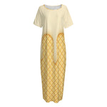 Vanilla Ice Cream Melted Print Short Sleeve Long Nightdress