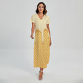 Vanilla Ice Cream Melted Print Short Sleeve Maxi Dress