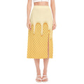 Vanilla Ice Cream Melted Print Side Slit Midi Skirt
