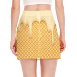 Vanilla Ice Cream Melted Print Side Slit Mini Skirt