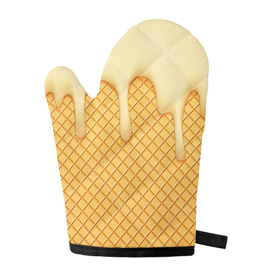 Vanilla Ice Cream Melted Print Single Oven Mitt