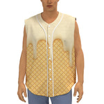 Vanilla Ice Cream Melted Print Sleeveless Baseball Jersey