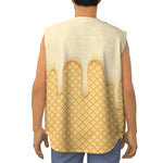 Vanilla Ice Cream Melted Print Sleeveless Baseball Jersey