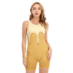 Vanilla Ice Cream Melted Print Sleeveless One Piece Swimsuit