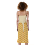 Vanilla Ice Cream Melted Print Slim Fit Midi Cami Dress
