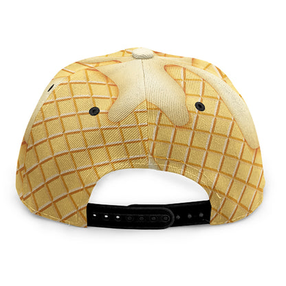 Vanilla Ice Cream Melted Print Snapback Cap