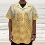 Vanilla Ice Cream Melted Print Textured Short Sleeve Shirt