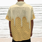 Vanilla Ice Cream Melted Print Textured Short Sleeve Shirt