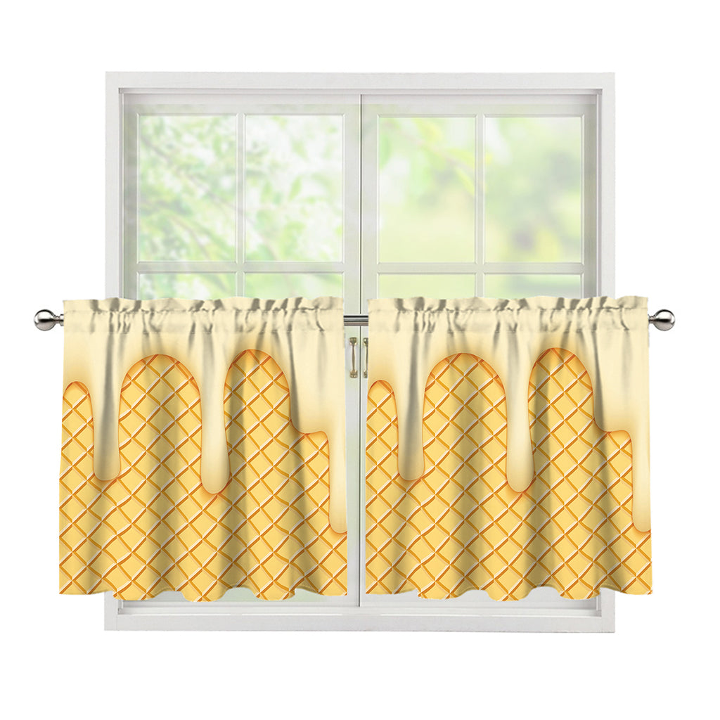 Vanilla Ice Cream Melted Print Tier Curtains
