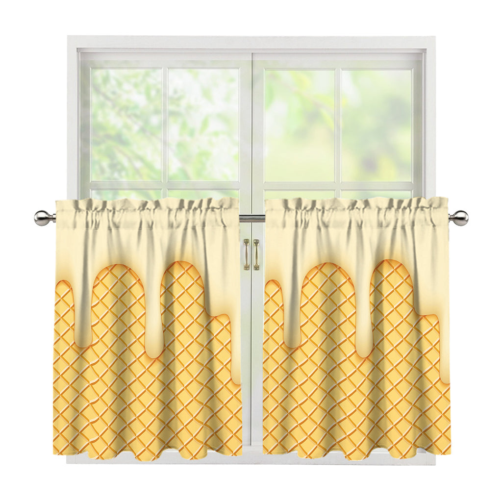 Vanilla Ice Cream Melted Print Tier Curtains