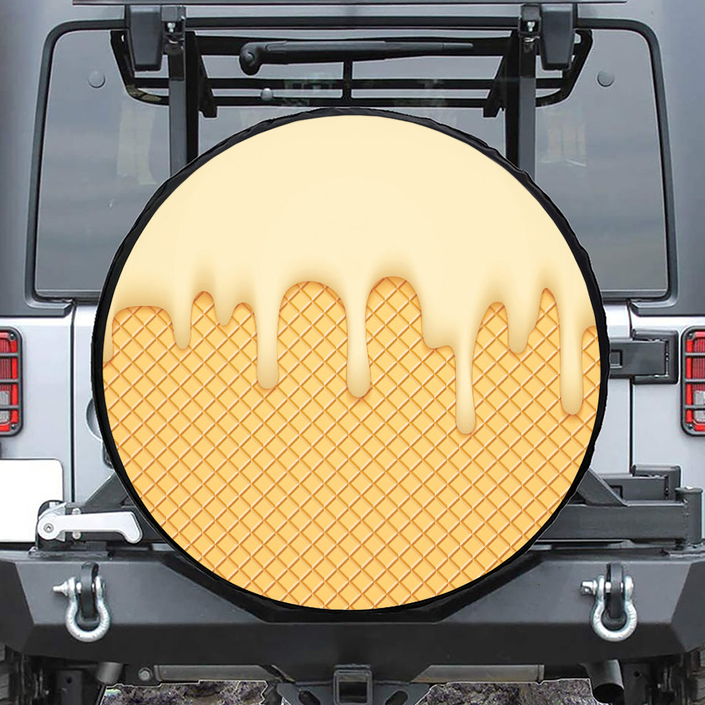 Vanilla Ice Cream Melted Print Tire Cover