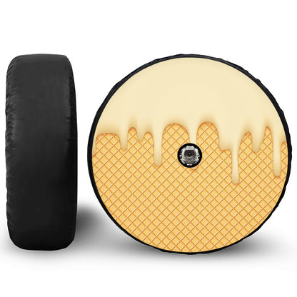Vanilla Ice Cream Melted Print Tire Cover With Camera Hole