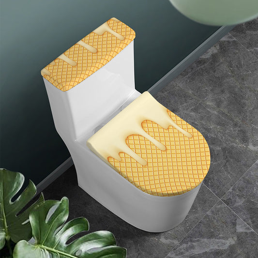 Vanilla Ice Cream Melted Print Toilet Lid And Tank Cover Set