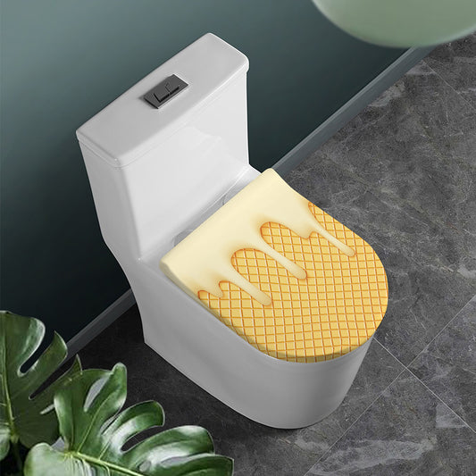 Vanilla Ice Cream Melted Print Toilet Lid Cover