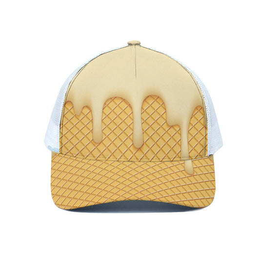 Vanilla Ice Cream Melted Print White Mesh Trucker Cap