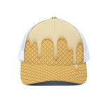 Vanilla Ice Cream Melted Print White Mesh Trucker Cap