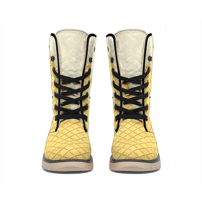 Vanilla Ice Cream Melted Print Winter Boots