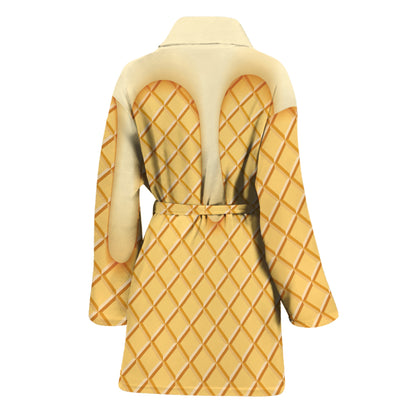 Vanilla Ice Cream Melted Print Women's Bathrobe