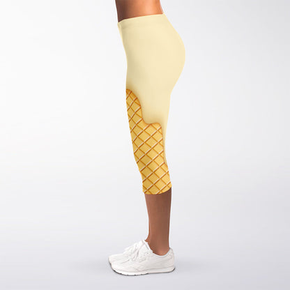 Vanilla Ice Cream Melted Print Women's Capri Leggings