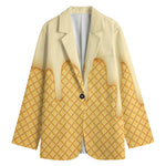 Vanilla Ice Cream Melted Print Women's Cotton Blazer
