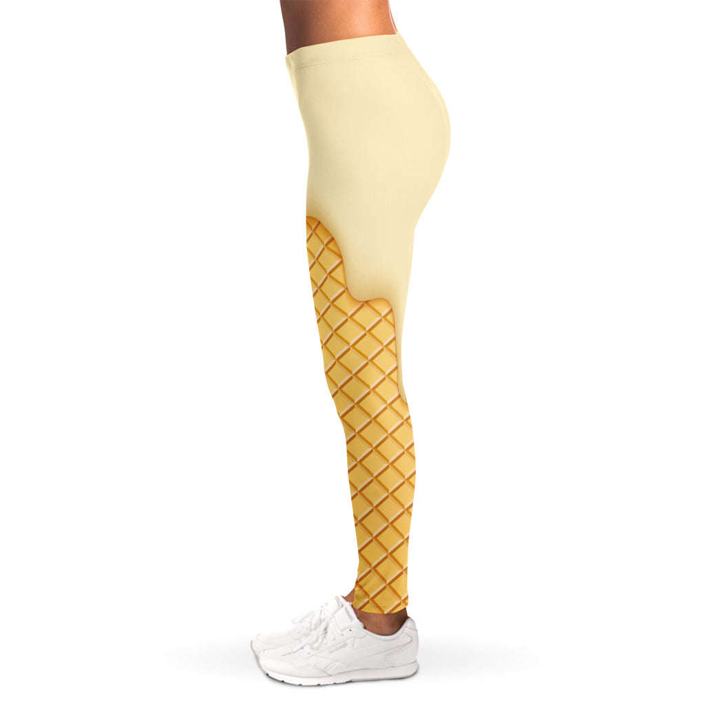 Vanilla Ice Cream Melted Print Women's Leggings