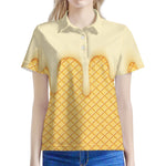 Vanilla Ice Cream Melted Print Women's Polo Shirt